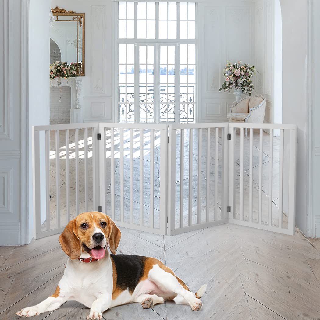 139 × 60.5 cm White Folding Freestanding Pet Barrier