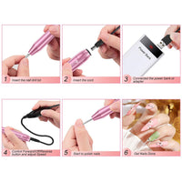 COSITTE USB Electric Nail Drill Kit – Pink, 20,000 rpm