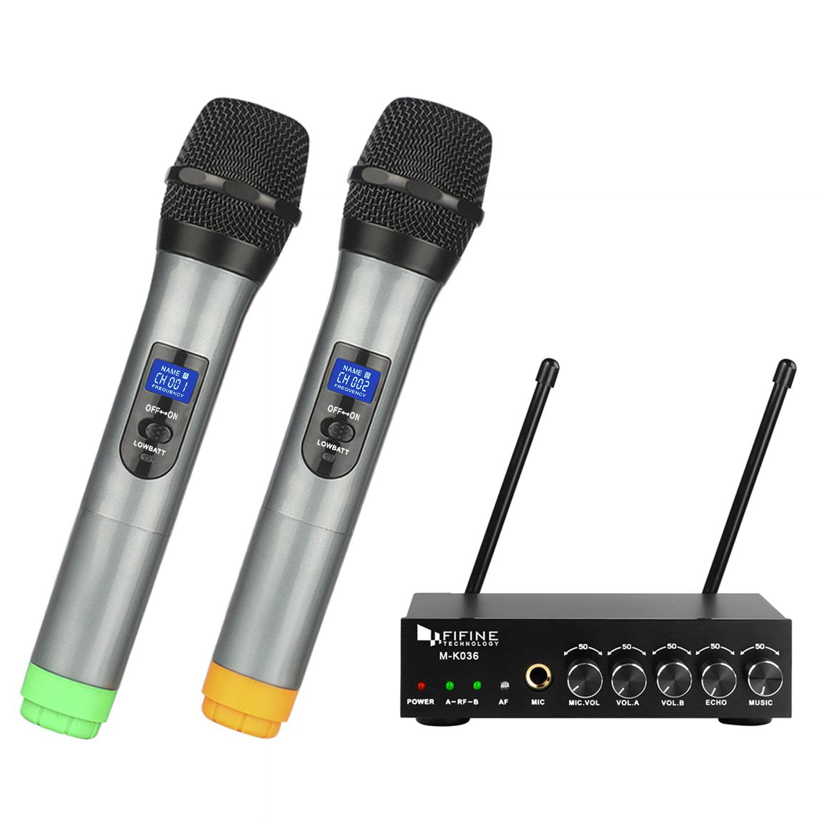 FIFINE K036 Dual UHF Karaoke Microphone Mixer System