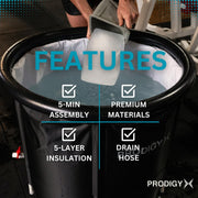Large Portable Ice Bath Tub with Lid & Thermometer