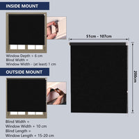 51 × 200 cm Black Blackout Roller Blind