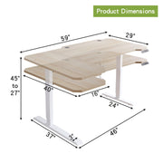 59-Inch Large Electric Height Adjustable Computer L-Shaped Desk with Memory Controller Corner Standing Desk Modern Workstation with Splice Board Ergonomic Desk (White Frame + Oak Top)