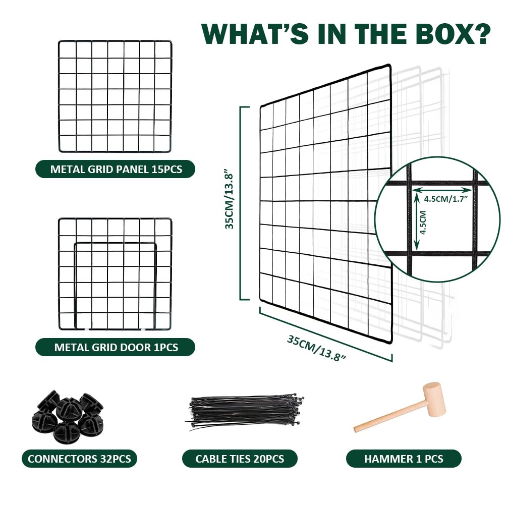 16-Panel Modular Metal Small-Animal Playpen with Door