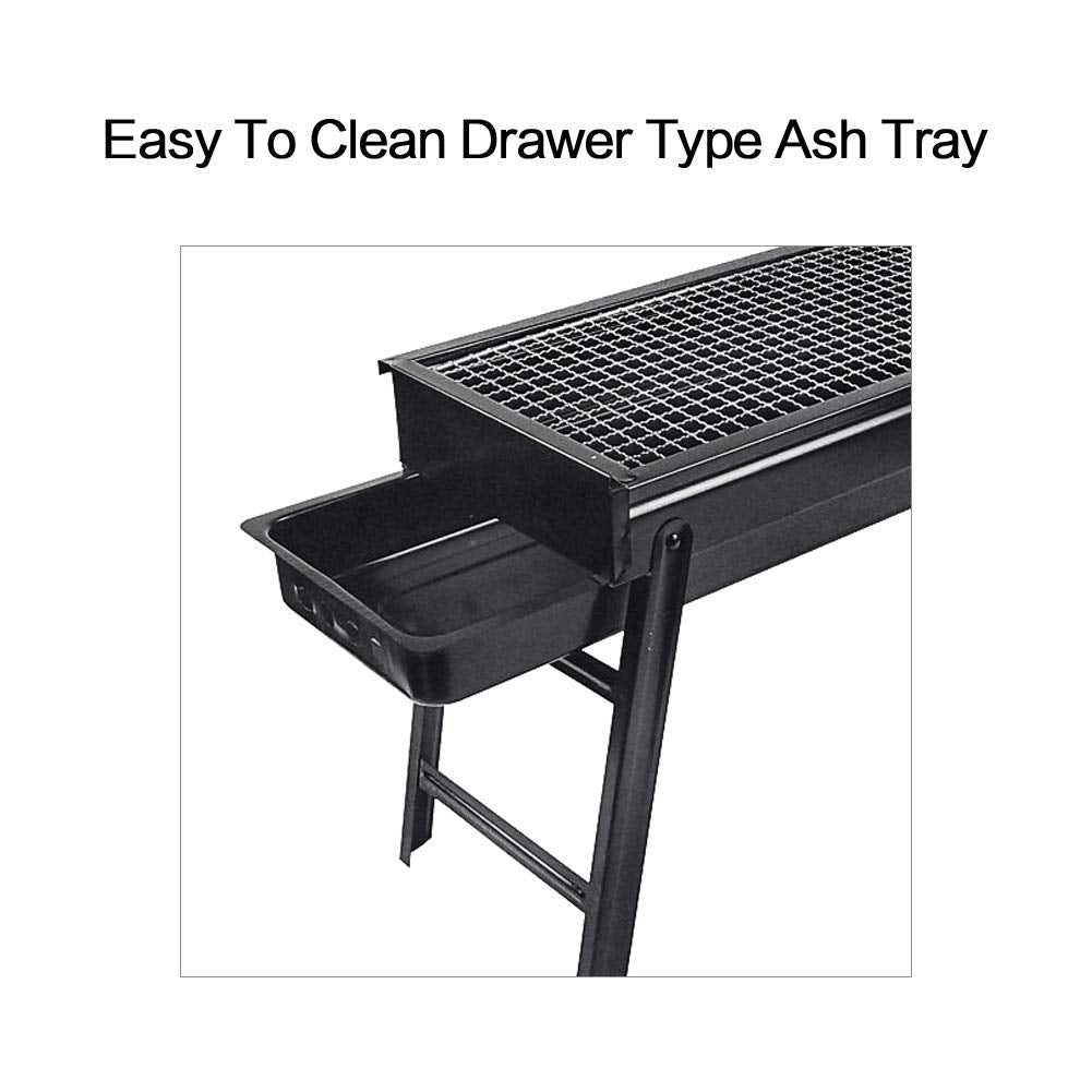 Outdoor Foldable BBQ Charcoal Grill Portable Hibachi Barbecue Camping Large Broil Kebab Grate Large Tray Net Rotisserie Set Stainless Steel