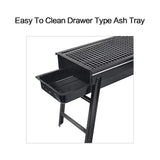 Outdoor Foldable BBQ Charcoal Grill Portable Hibachi Barbecue Camping Large Broil Kebab Grate Large Tray Net Rotisserie Set Stainless Steel