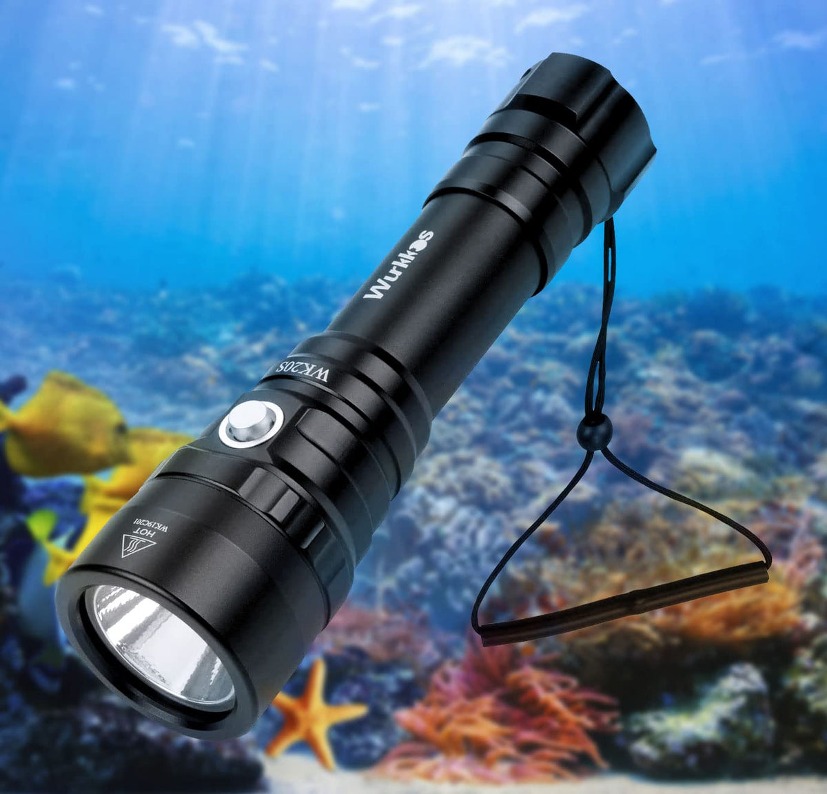 Dive Torch Max 2000 Lumen Dive Flashlight, IPX8 Waterproof Scuba Diving Torch, Submarine Flashlight with Luminus SST40 LED, Professional Snorkeling Light for Under Water Deep Sea Cave(5000K)