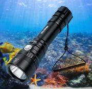 Dive Torch Max 2000 Lumen Dive Flashlight, IPX8 Waterproof Scuba Diving Torch, Submarine Flashlight with Luminus SST40 LED, Professional Snorkeling Light for Under Water Deep Sea Cave(5000K)