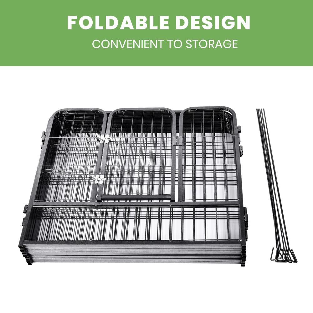 8-Panel Foldable Metal Pet Playpen with Gate