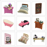 DIY Dollhouse Miniature with Furniture Kit-Pink