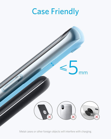 Anker Fast Wireless Charger, 10W Wireless Charging Stand, Qi-Certified, Compatible iPhone XR/Xs Max/XS/X/8/8 Plus, Fast-Charging Galaxy S9/S9+/S8/S8+/Note 9 and More, PowerWave Stand (No AC Adapter)