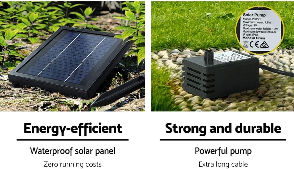 Gardeon 3-Tier Solar Fountain Bird Bath with LED Lights