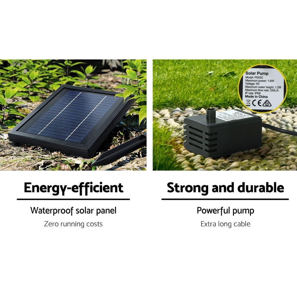 Gardeon 3-Tier Solar Fountain Bird Bath with LED Lights