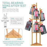 170 cm Bamboo Coat Tree with 9 Hooks & 3 Shelves