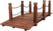 Garden Wooden Rustic Bridge Decoration Decor Outdoor Landscape 160cm Length Rail