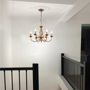 French Country Chandelier, Rustic 6 Light Bronze French Country Pendant Light Fixture, Vintage Metal Chandelier for Dining Room Kitchen Living Room Bedroom Hallway, E14 Base