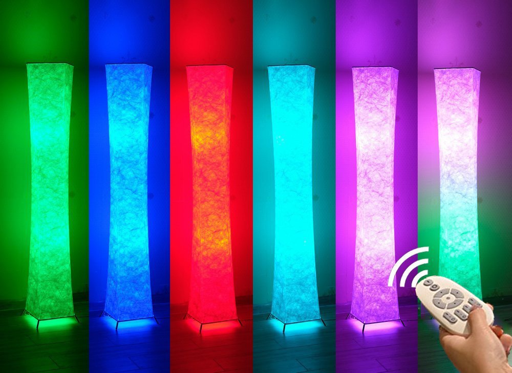 Design Floor Lamp, LEONC Standing Lamp, RGB 7 Colours, 10 Levels Brightness, Remote Control