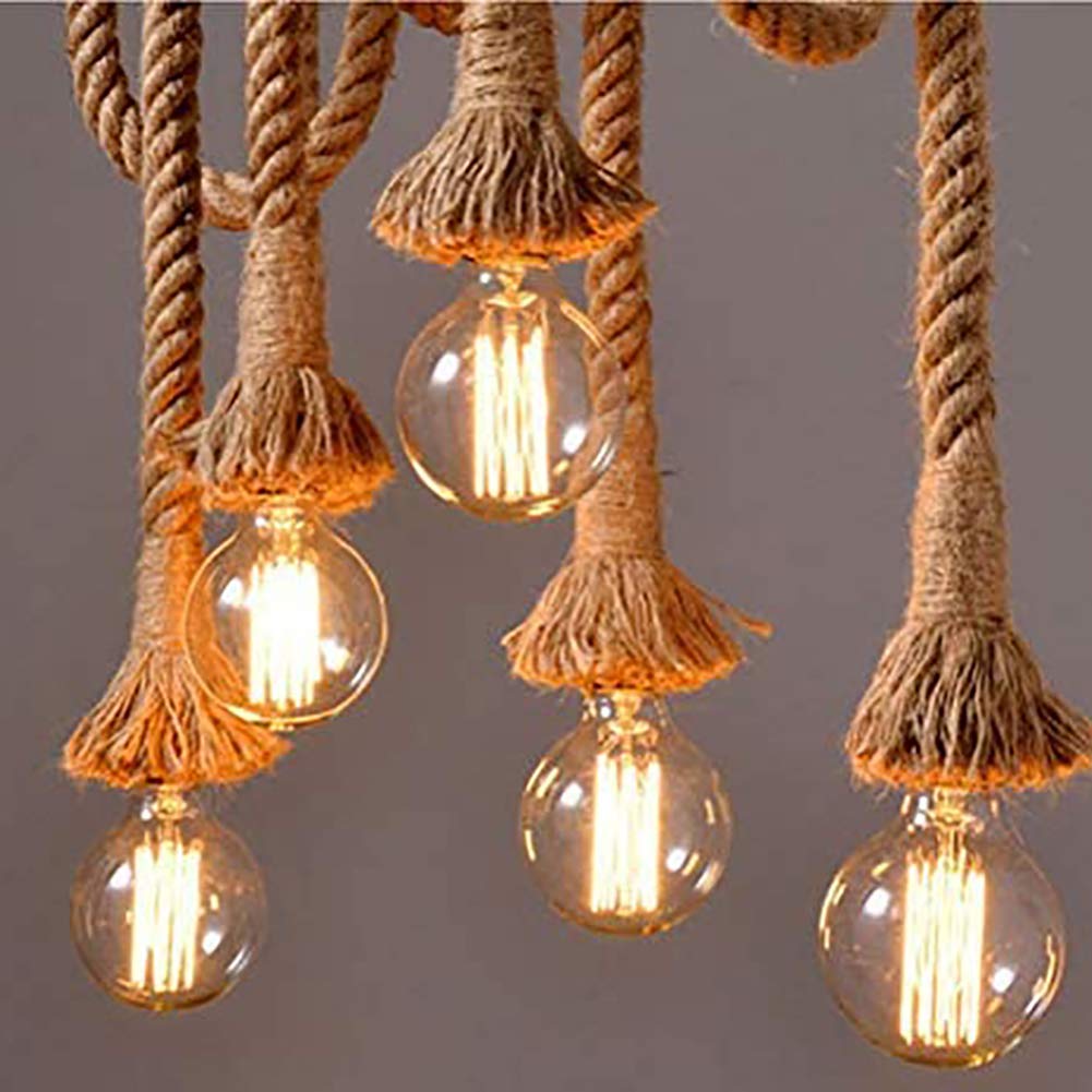 Hemp Rope Vintage Pendant Lighting Mid Century Chandelier 5 Lights Adjustable Ceiling Light Fixture for Hallway Kitchen Dining Room-Hemp Rope 5 Lights Commemoration Day