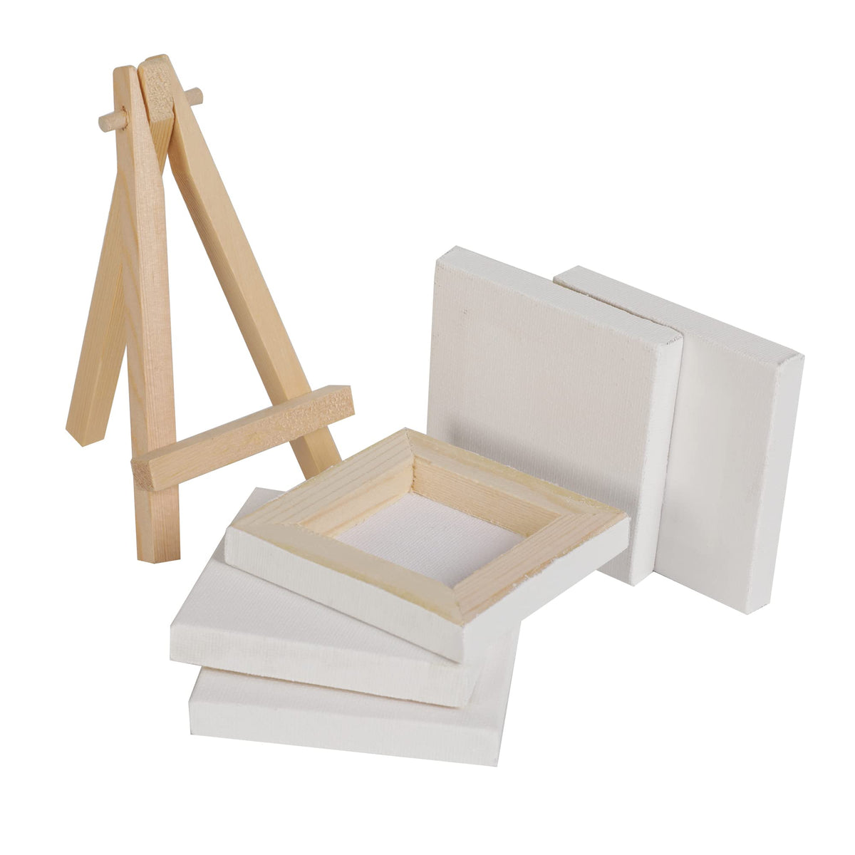 14 Mini Canvas & Easel Sets – 4 × 4-Inch Canvases