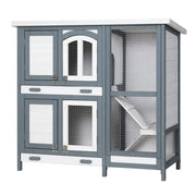 Multi-Level Fir-Wood Small-Animal Hutch with 2 Trays – 98 × 45 × 92 cm