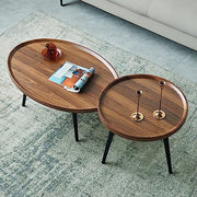 2-Piece Round Coffee Table Set – Wood Finish
