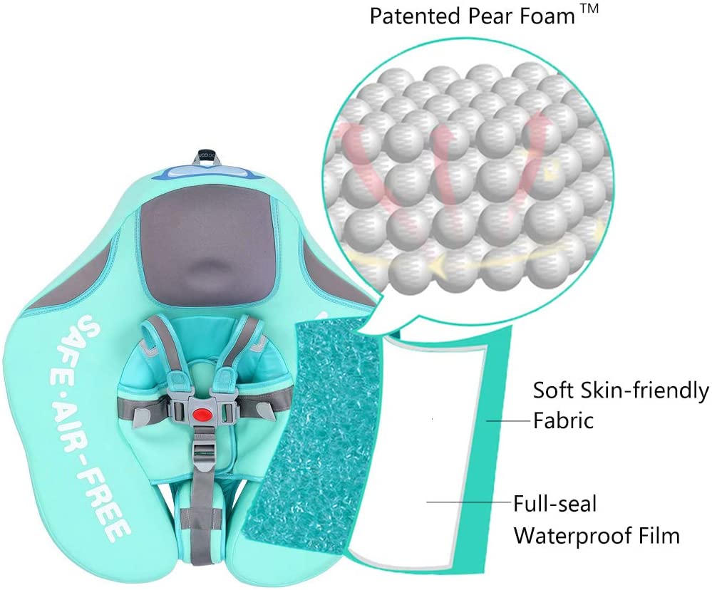 Baby Swim Float With Canopy, Non-Inflatable Solid Baby Float, Upgrade Soft Skin-friendly Fabric, With Adjustable Safety Strap, Material Infant Swim Float for Boys and Girls Compatible 13-40 Pounds Infant/Baby/Toddler