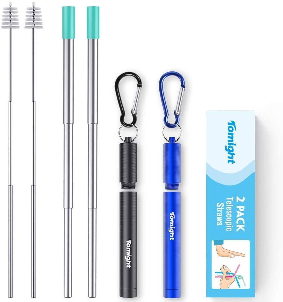 Telescopic Stainless-Steel Reusable Straws with Cases – 2 Pack