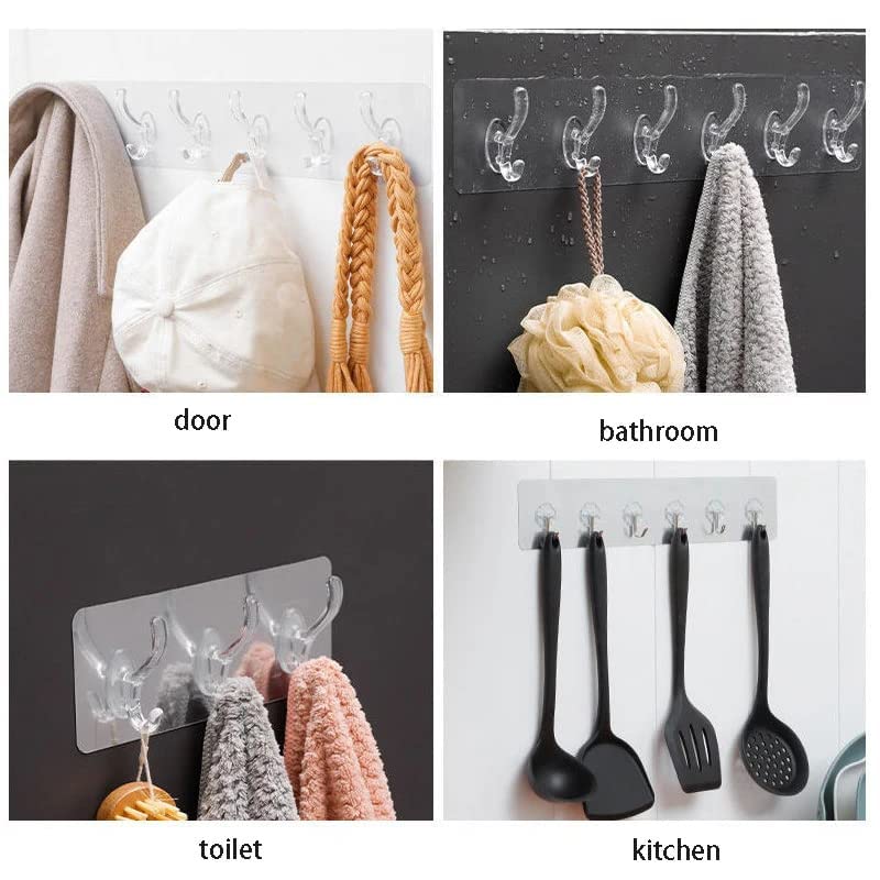 Transparent Self-Adhesive 6-Hook Rail