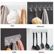 Transparent Self-Adhesive 6-Hook Rail