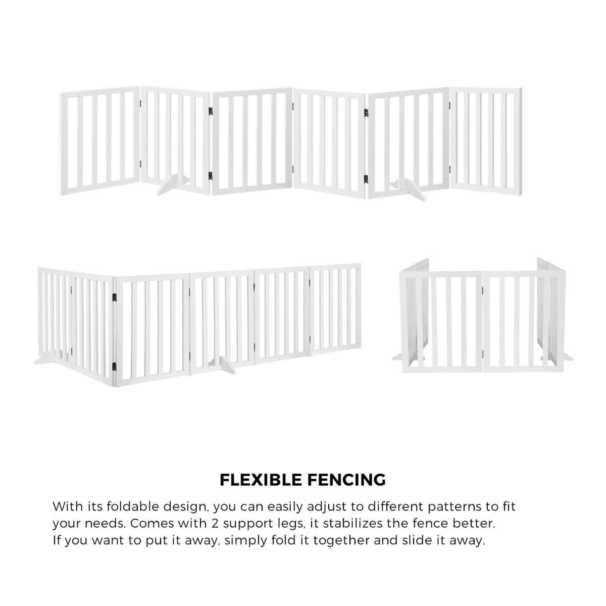 Freestanding Foldable MDF Pet Gate – 3 Sizes, White or Grey