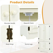 Freestanding Storage Cabinet, Antique Low Floor Cabinet, Pantry Cabinet Wooden Cupboard Organizer w/Adjustable Shelf & Anti-Tilt Design, for Living Room Bedroom Bathroom