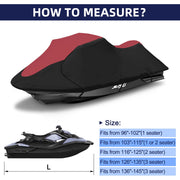600D Red & Black Jet-Ski Cover for 116–125-Inch PWC