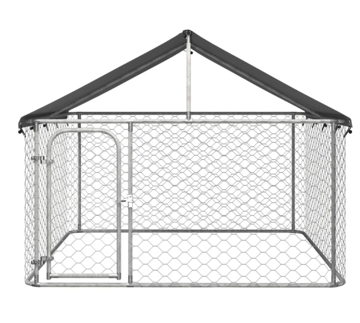 200 × 200 × 150 cm Galvanised Outdoor Dog Kennel with Roof