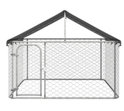 200 × 200 × 150 cm Galvanised Outdoor Dog Kennel with Roof