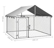 200 × 200 × 150 cm Galvanised Outdoor Dog Kennel with Roof