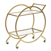 Gold Steel Bar Cart with Glass Rack