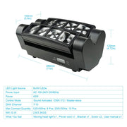 Party Lights DJ/Disco Lights, 8x3W Mini Spider Moving Head LED Beam Stage Light RGBW, Sound Activated/DMX-512 Control for Party, bar, Celebration, Concert, Club