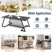 Black Faux-Marble Coffee Table with Steel Legs