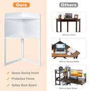 Compact Corner Computer Desk with Hutch, Keyboard Tray & Shelves