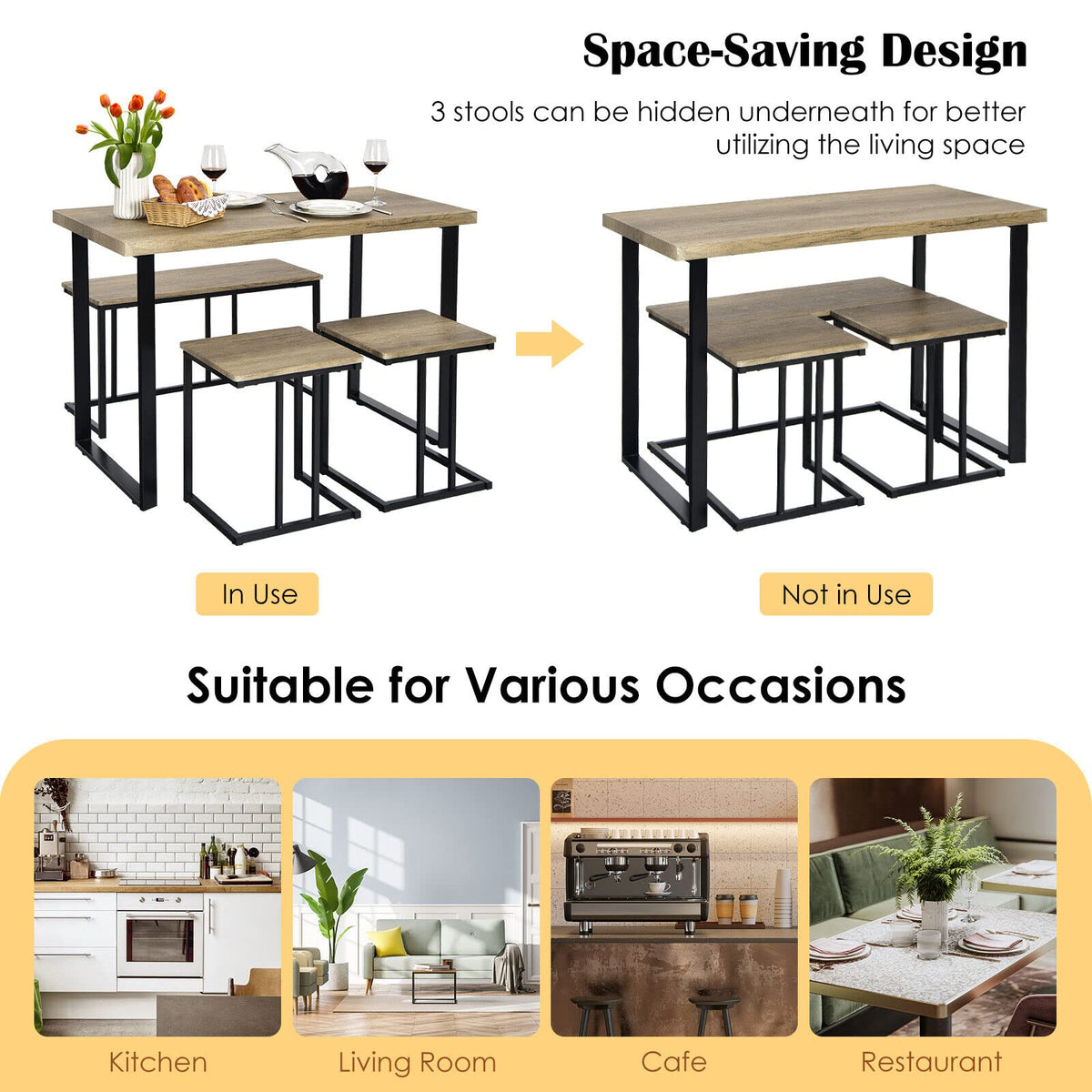 4-Piece Counter-Height Dining Set – Oak Grey
