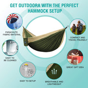 Single 210D Nylon Camping Hammock – Olive & Dark Khaki