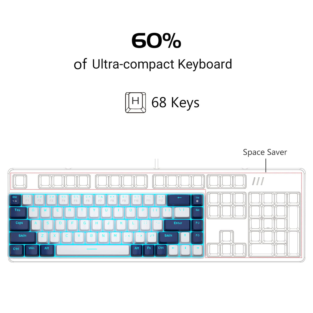 MageGee MK-Box 68-Key Wired Mechanical Keyboard
