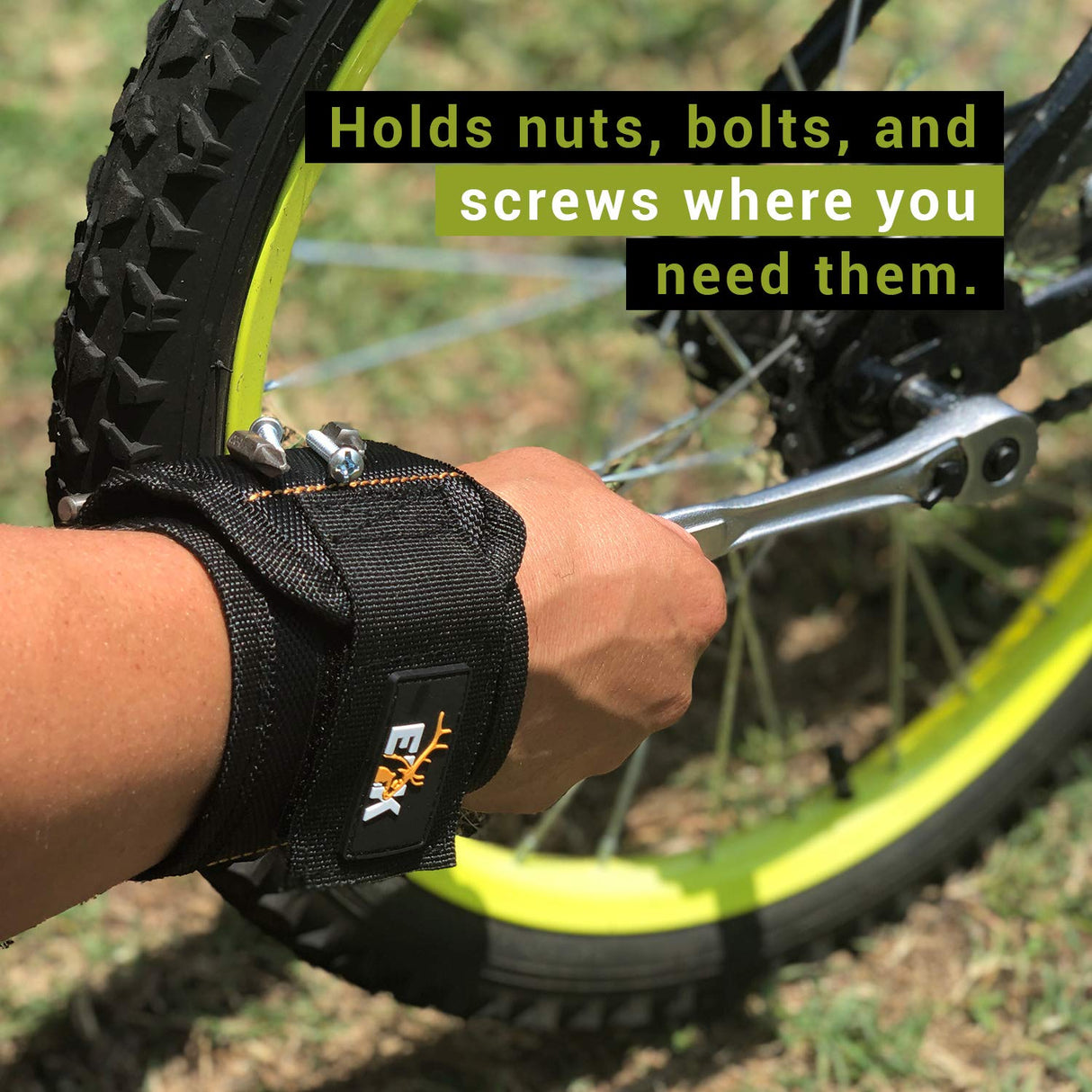 Magnetic Wristband Small Armband Tool Organizer with Heavy Duty Strong Magnets for Holding Screws, Tools, Nails, Drill Bits - Cool and Useful Him, Men, Dads, Husband and Women (Black)