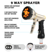 Expandable Garden Hose with 9-Function Zinc Nozzle