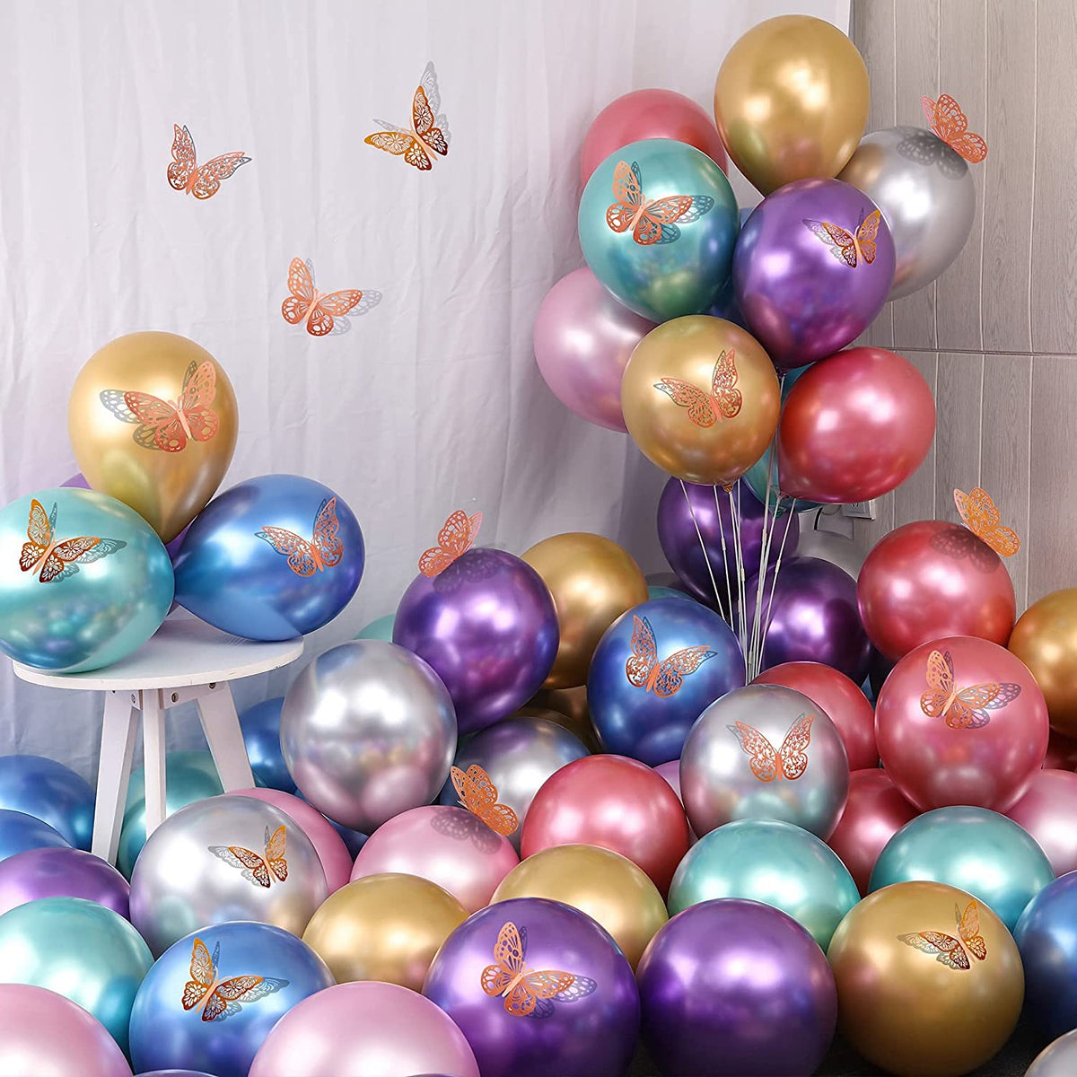 36-Piece Rose-Gold 3D Butterfly Wall Décor Set
