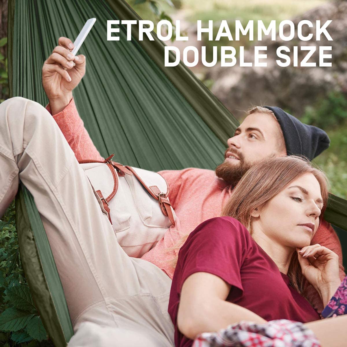 Large Hammock Camping Lightweight Parachute Portable Hammocks for Travel, Indoor, Outdoor Backpacking, Beach Includes Tree Straps and Aluminium Alloy Carabiners