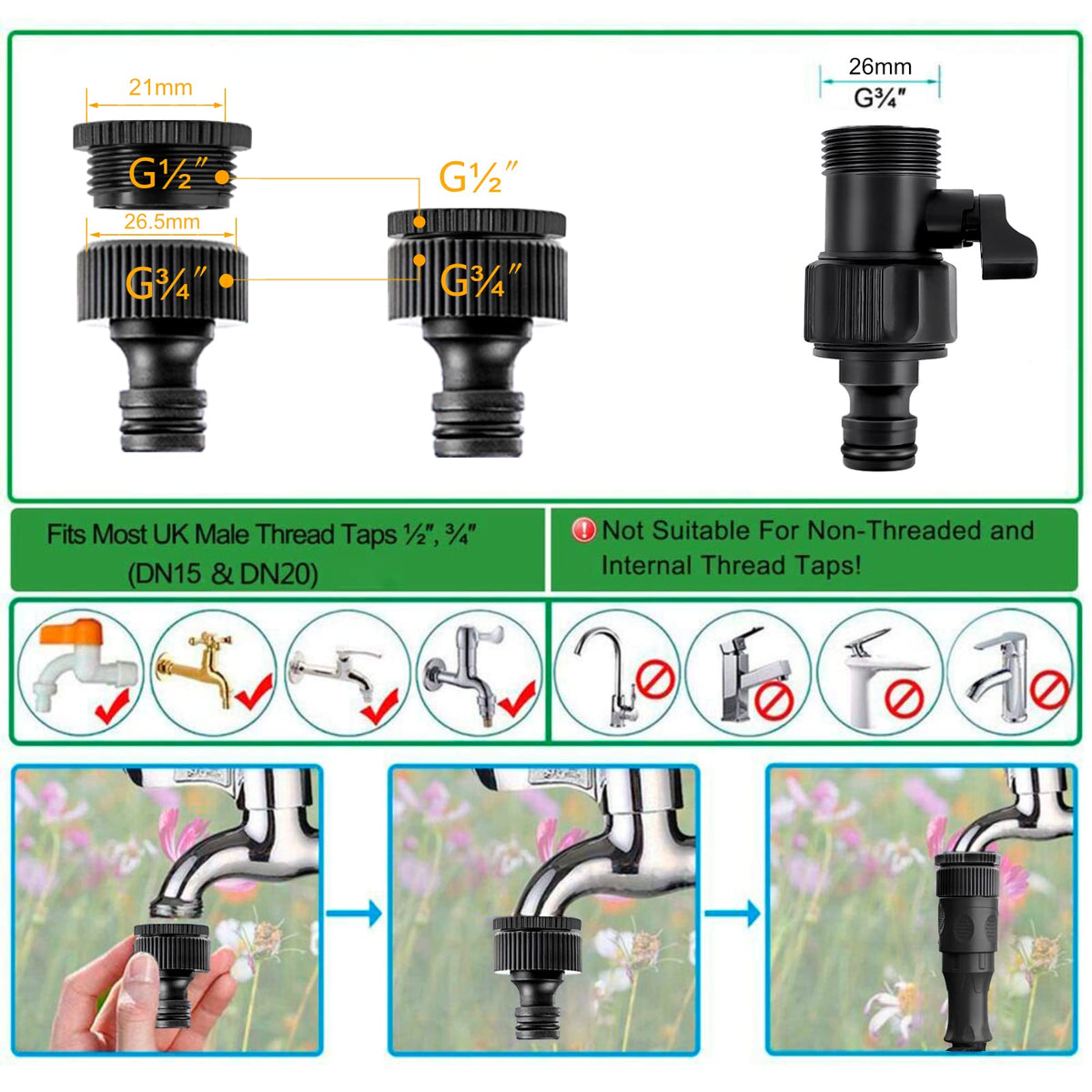 15 m Expandable Garden Hose with 8-Function Nozzle