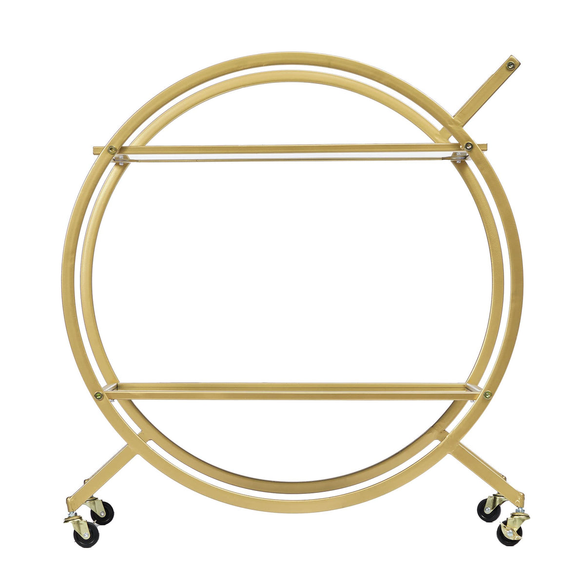 Gold Steel Bar Cart with Glass Rack