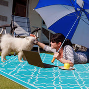 150 × 245 cm Aqua-Blue Reversible Outdoor Rug