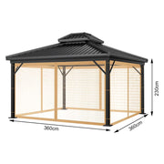 New Gazebo Mo-squito Net Outdoor Gazebo Netting Screen Replacement Universal 4-Panel Sidewalls with Zipper Waterproof Mo-Squito Netting (12' x 12', Brown)