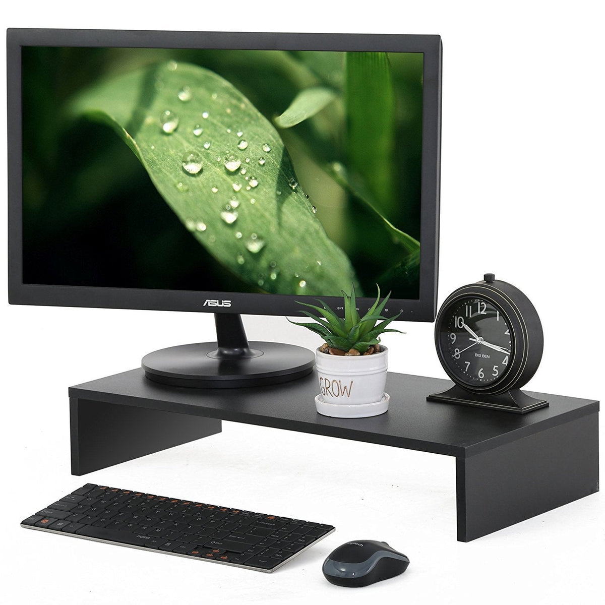 Monitor Stand Wood PC Laptop Computer Screen Riser Desk with Keyboard Storage Space 54 x 25cm